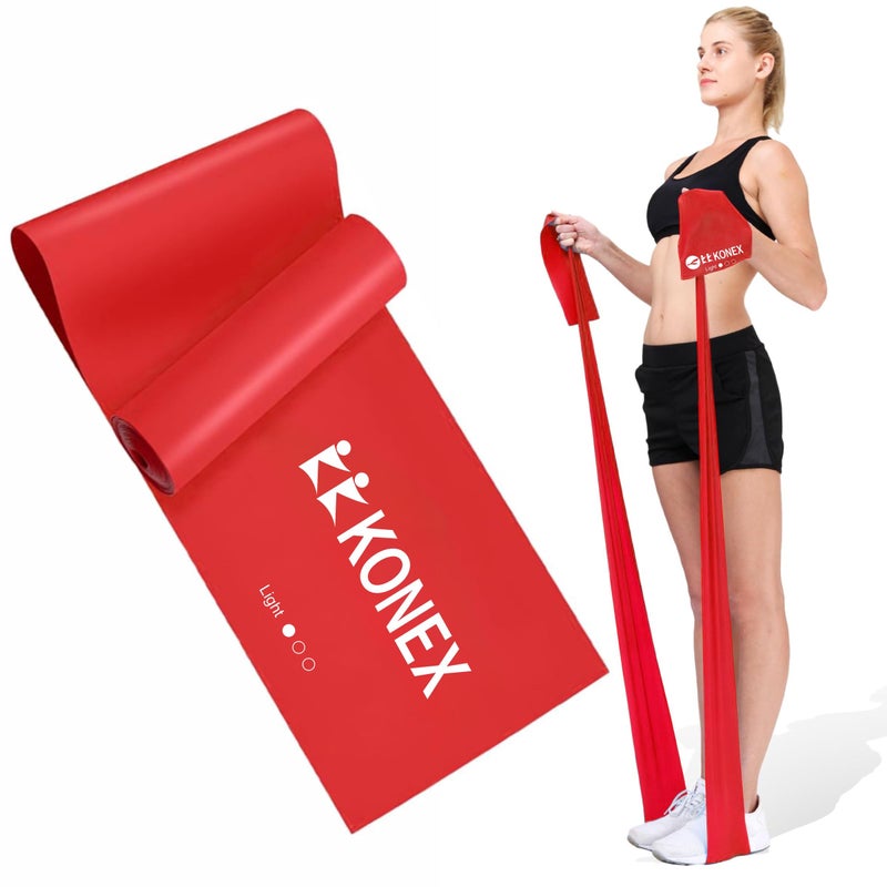 KONEX Natural Latex Resistance Thera Band | Durable & Stretchable | Ideal for Yoga, Pilates, Full Body Workout, Muscle Toning, Weight Training, Stretching & Body Conditioning (Red, 4.5–7 Kg) - Image 1