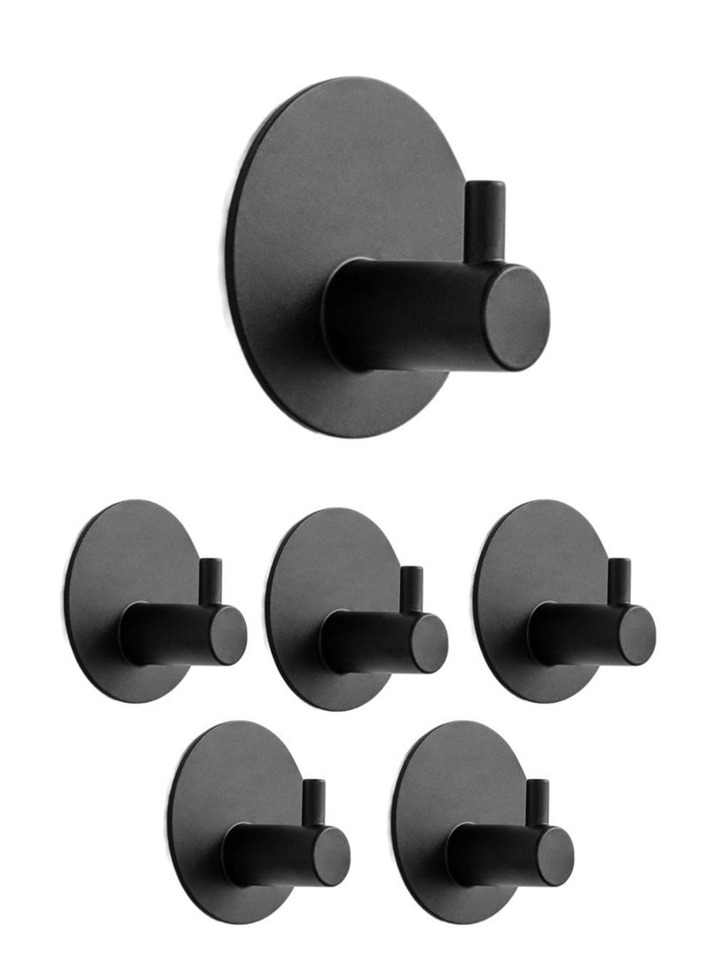 6 Pcs Self-Adhesive Wall Hooks, Stainless Steel Adhesive Door Hooks, Nail Free, Waterproof, Heavy Duty Wall Hooks for Wall, Door, Kitchen and Bathroom Holder for Towels, Robes, Coats - Image 3
