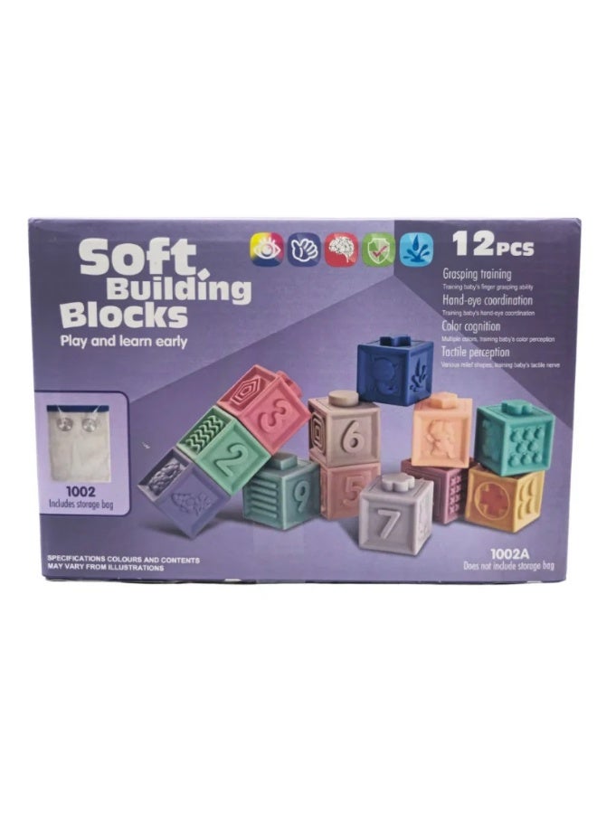 Daddydoo Baby Soft Blocks, Stacking Building Blocks, Teething & Squeezing Dinosaur Toys for Babies, Montessori Blocks with Numbers Animals Fruits, Soft Baby Toy for Baby Infants Toddlers Age 6 to 12 Months Up - Image 4