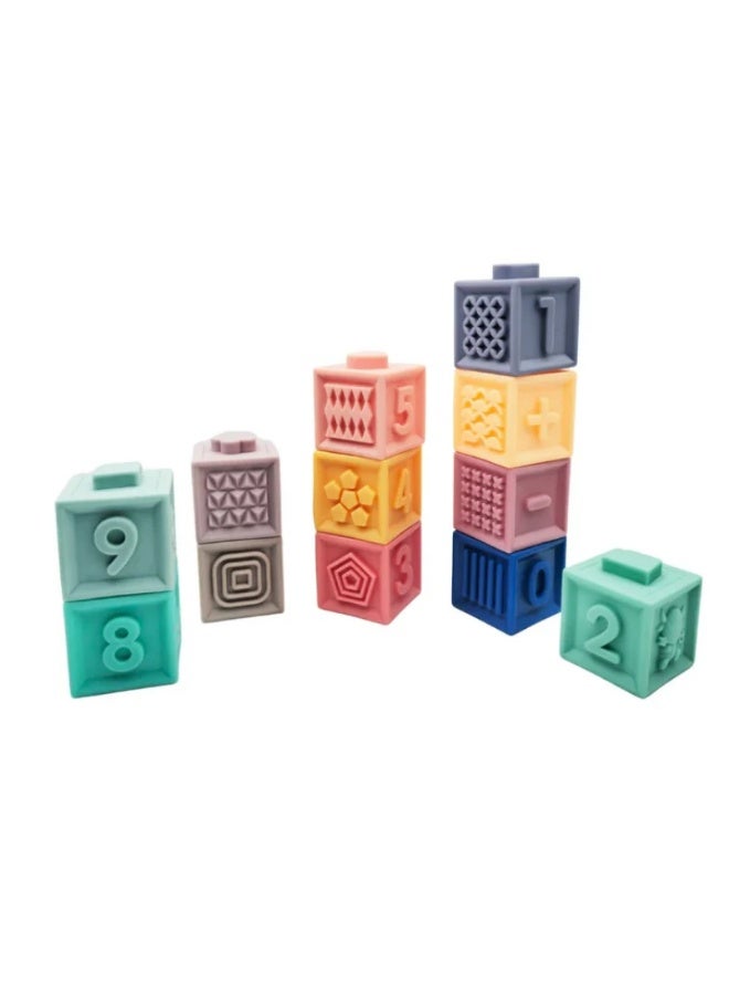 Daddydoo Baby Soft Blocks, Stacking Building Blocks, Teething & Squeezing Dinosaur Toys for Babies, Montessori Blocks with Numbers Animals Fruits, Soft Baby Toy for Baby Infants Toddlers Age 6 to 12 Months Up - Image 3