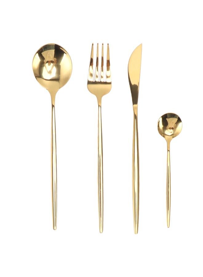 4 Piece Flatware Set Mirror Polished Cutlery Utensil Set Restaurant Eating Tableware Set for Restaurant Home Gold - Image 1