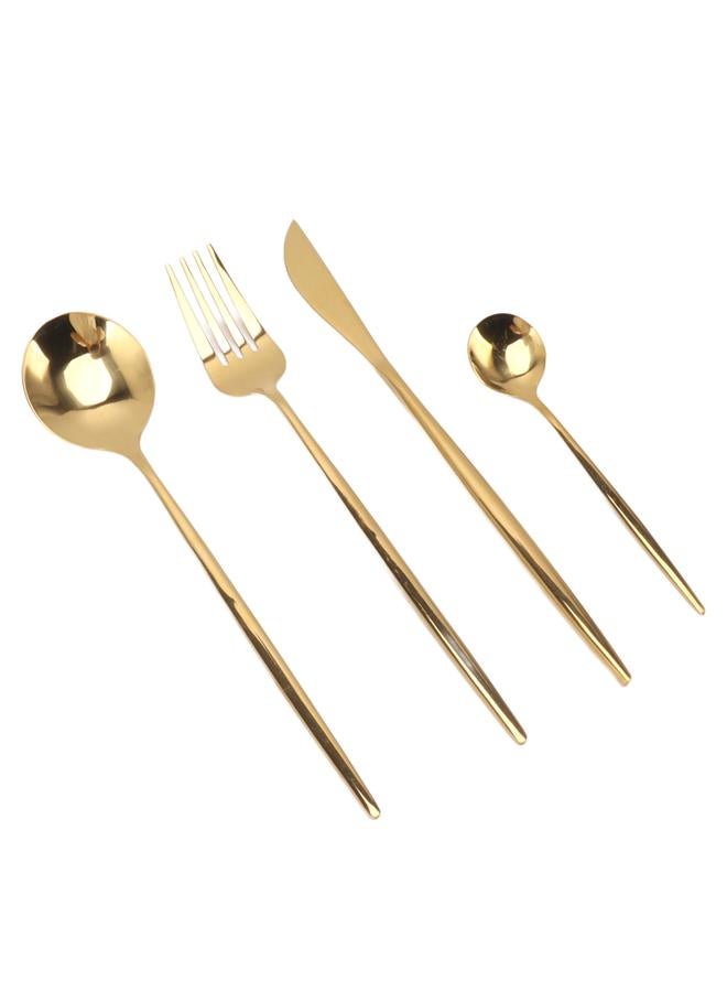 4 Piece Flatware Set Mirror Polished Cutlery Utensil Set Restaurant Eating Tableware Set for Restaurant Home Gold - Image 4