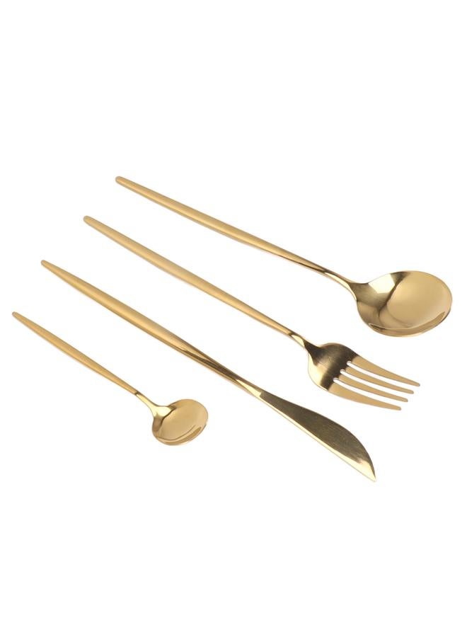 4 Piece Flatware Set Mirror Polished Cutlery Utensil Set Restaurant Eating Tableware Set for Restaurant Home Gold - Image 5
