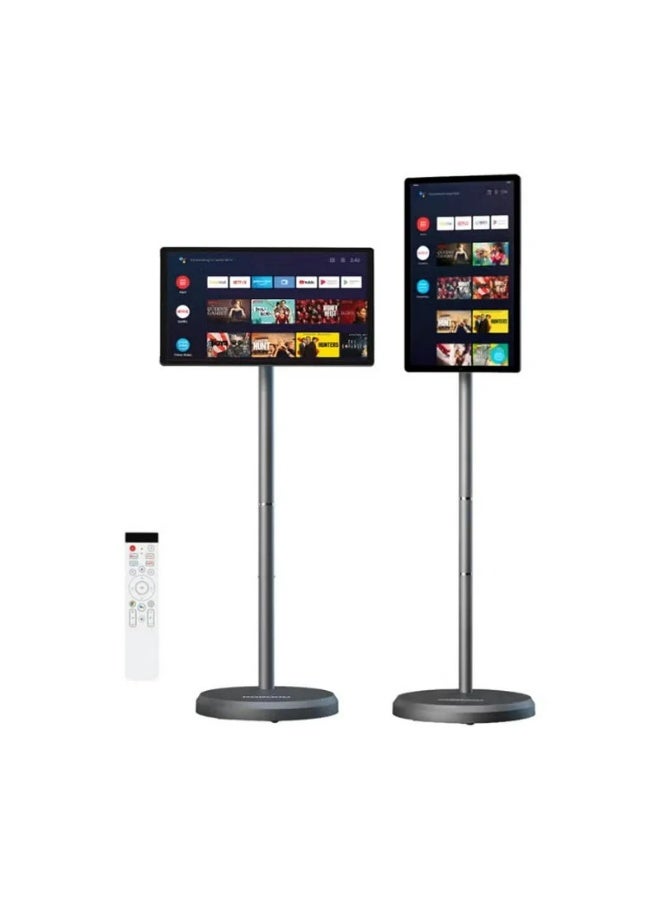 porodo Surf 21.5" Smart Monitor Portable on Wheels, 1080P Touchscreen Display with Android 15, 27000mAh Battery, Rotating Screen, Built-in Camera & Speakers, Wireless Monitor for Work & Entertainment - Image 1