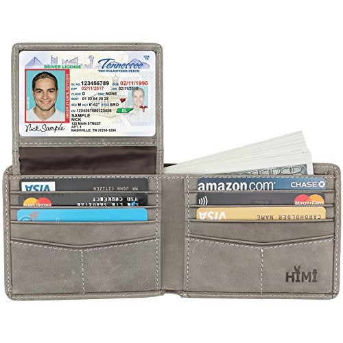 HIMI Wallet for Men-Genuine Leather RFID Blocking Bifold Stylish Wallet With 2 ID Window (Gray) - Image 4
