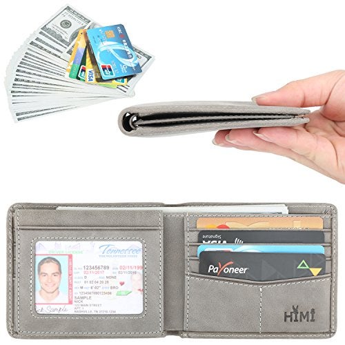 HIMI Wallet for Men-Genuine Leather RFID Blocking Bifold Stylish Wallet With 2 ID Window (Gray) - Image 2