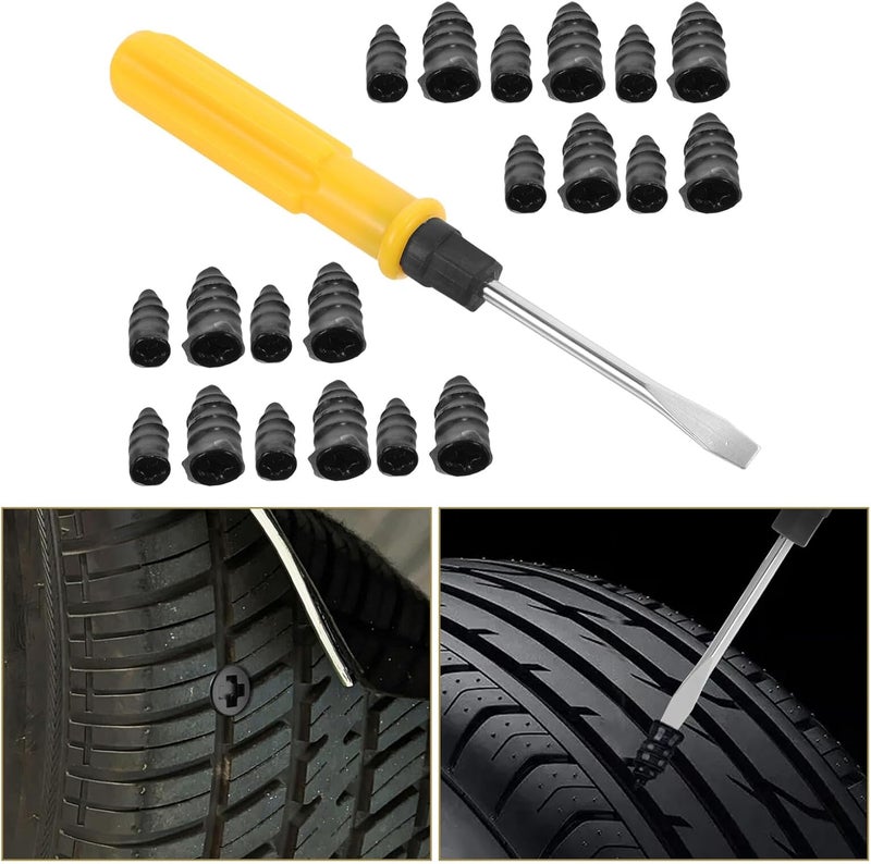 Vacuum Tire Mending Nail Repair Kit Rubber Screw Tire Repair Tool for Cars Electric Bikes Motorcycles with Rubber Screws and Screwdriver Puncture Fixing - Image 4