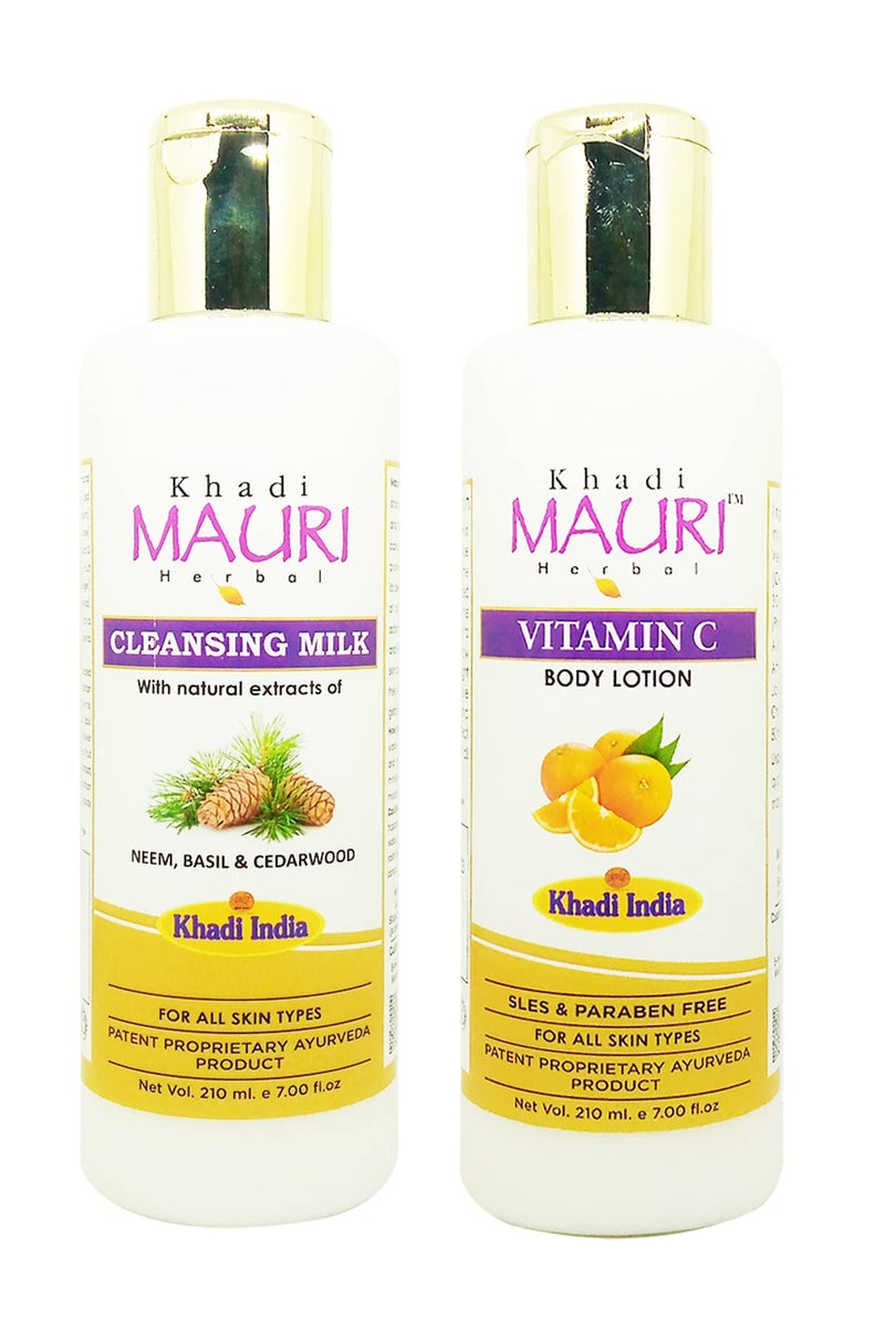 Khadi Mauri Vitamin C & Cleansing Body Lotion - Pack Of 2 (420 ml) - Image 1