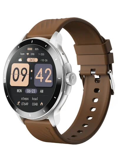 Pebble Polar 1.52" HD Round Display Smartwatch, Quick Notification, Compatible for Android & iOS, BT Calling, SpO2, Heart Rate and Sleep Monitoring, Multi Watch Faces, AI Voice Assistant, Mocha Brown