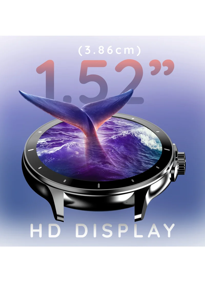 Pebble Polar 1.52" HD Round Display Smartwatch, Quick Notification, Compatible for Android & iOS, BT Calling, SpO2, Heart Rate and Sleep Monitoring, Multi Watch Faces, AI Voice Assistant, Mocha Brown