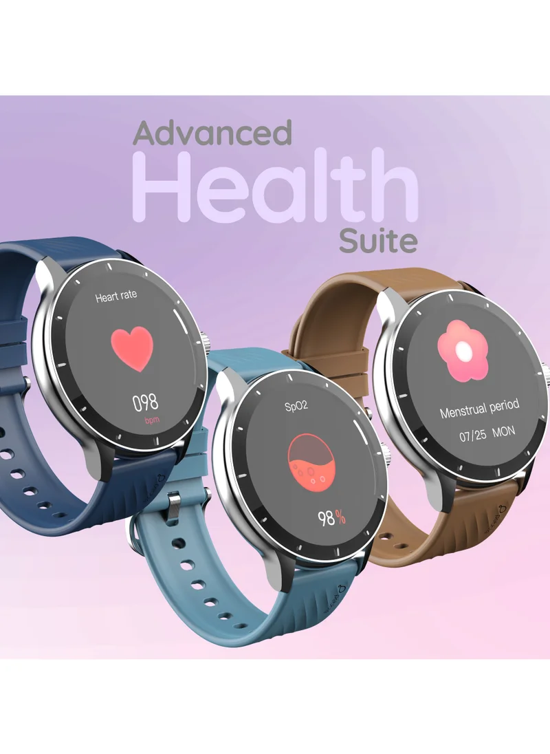 Pebble Polar 1.52" HD Round Display Smartwatch, Quick Notification, Compatible for Android & iOS, BT Calling, SpO2, Heart Rate and Sleep Monitoring, Multi Watch Faces, AI Voice Assistant, Mocha Brown
