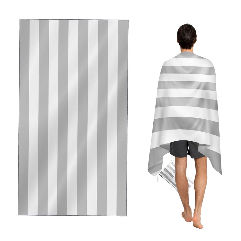 CNMTCCO Large Beach Towel for Adults with Bag  Quick Dry Microfibre  100 Recycled Towel  Sand Free Lightweight Compact 160x90cm 63x35in Light Grey