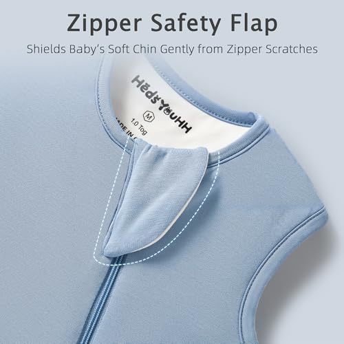 HEDSYOUHH 1.0 Tog Baby Sleep Sack, Wearable Blanket for Infants & Toddlers, Bamboo Rayon, 2-Way Zipper, Sleeping Bag for Newborn Babies, Lightweight for Spring & Autumn,Blue,L - Image 3