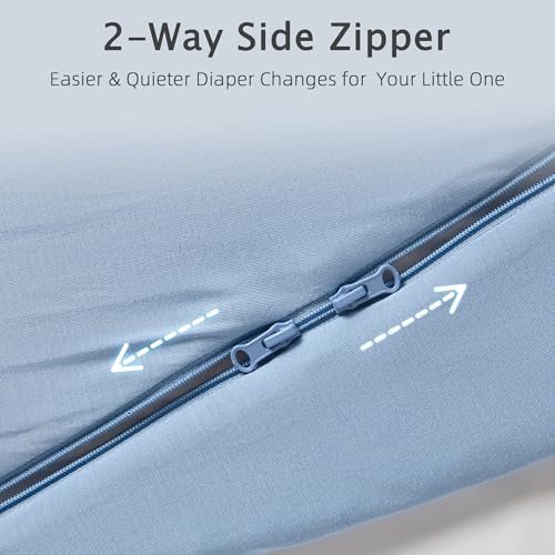 HEDSYOUHH 1.0 Tog Baby Sleep Sack, Wearable Blanket for Infants & Toddlers, Bamboo Rayon, 2-Way Zipper, Sleeping Bag for Newborn Babies, Lightweight for Spring & Autumn,Blue,L - Image 4