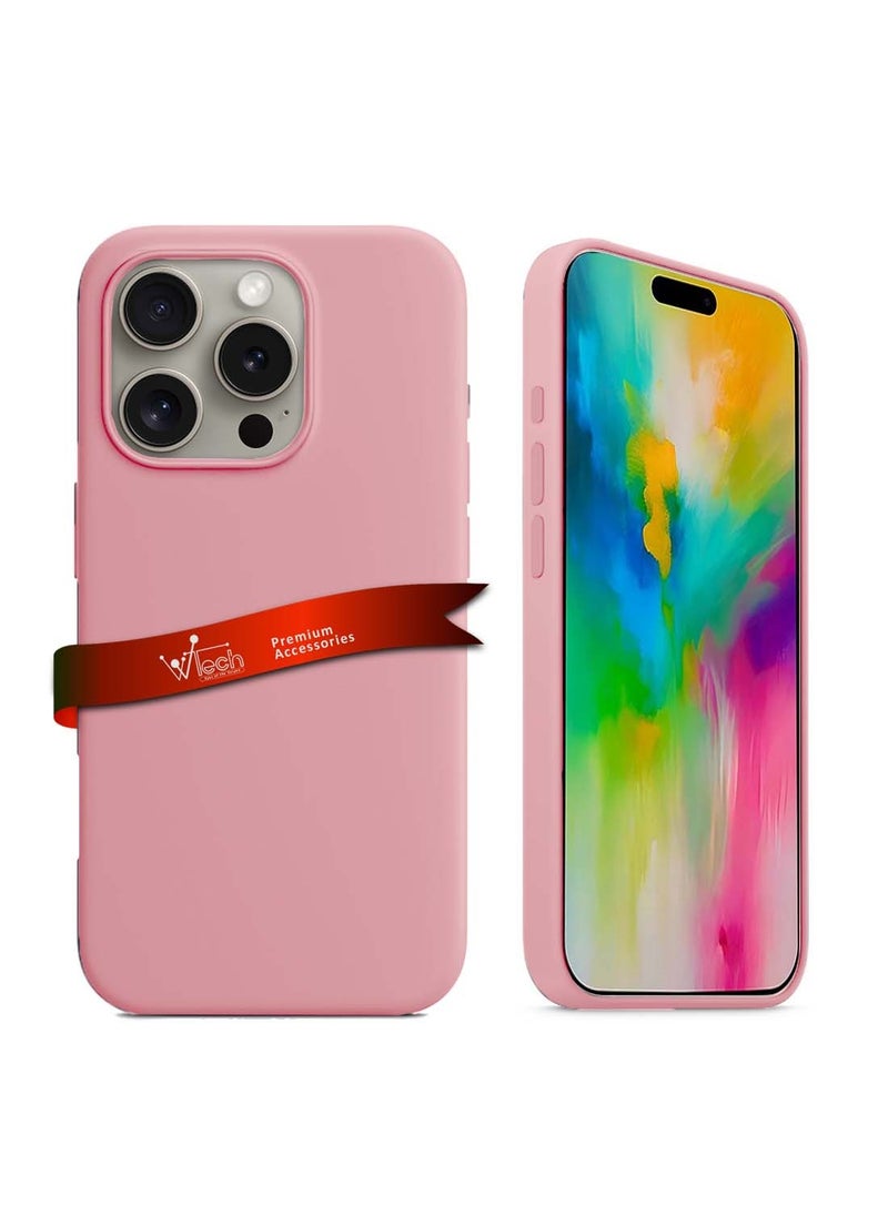 Wtech - Apple iPhone 16 Pro Max 2024 Premium Liquid Silicone Case Cover - Pink - Image 1