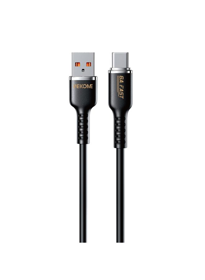 دبليو كيه WK WDC-09A 6A USB إلى كبل بيانات سيليكون USB-C/TYPE-C ، الطول: 1.2 متر (أسود) - Image 1