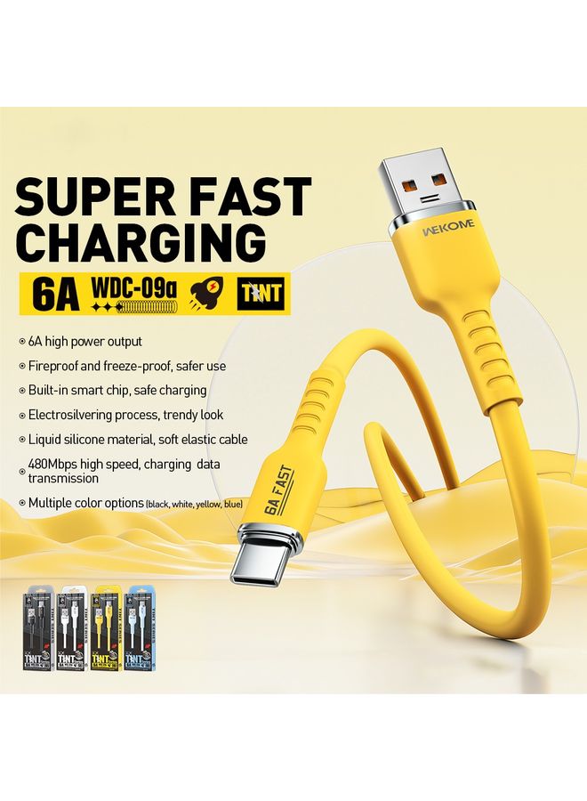 دبليو كيه WK WDC-09A 6A USB إلى كبل بيانات سيليكون USB-C/TYPE-C ، الطول: 1.2 متر (أسود) - Image 3