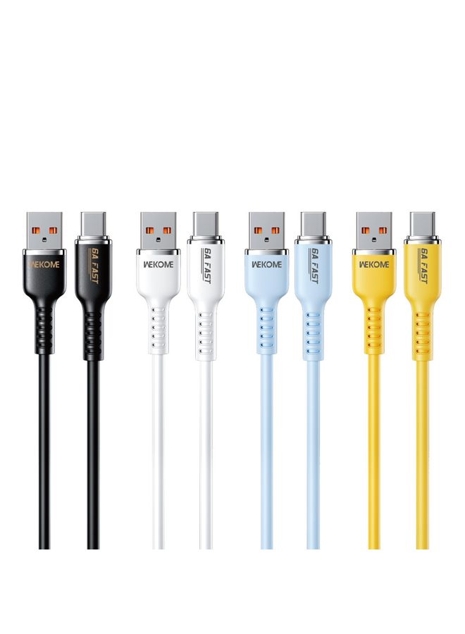 دبليو كيه WK WDC-09A 6A USB إلى كبل بيانات سيليكون USB-C/TYPE-C ، الطول: 1.2 متر (أسود) - Image 2