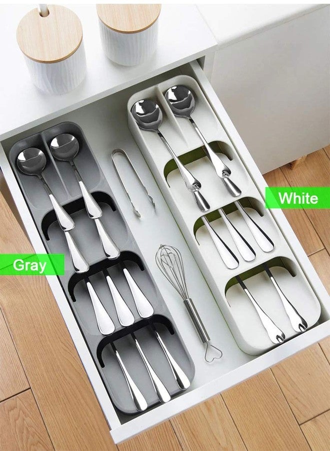 Orrda Compact Cutlery Organizer Rack | Plastic Kitchen Drawer Organizer Tray Cutlery Spoon Fork Storage Tableware Holder Rack Box Kitchen Tool (1Psc_Multicolor) - Image 3
