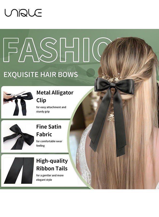 Unique 4 Pcs Hair Clip - Satin Butterfly Knot Hair Clip - Black & White Bow Hair Dress Up Accessories for Party/Show/Wedding - Image 3