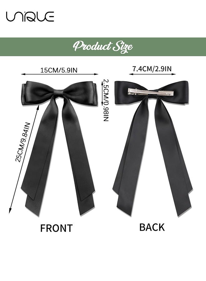 Unique 4 Pcs Hair Clip - Satin Butterfly Knot Hair Clip - Black & White Bow Hair Dress Up Accessories for Party/Show/Wedding - Image 2