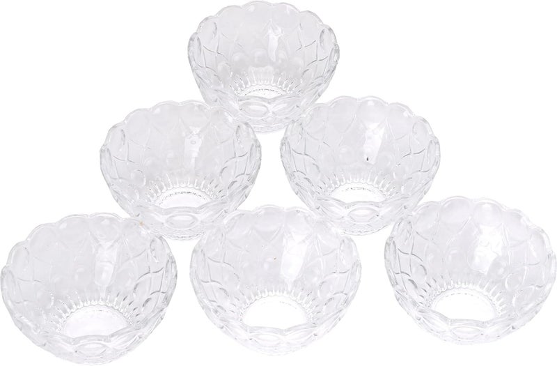Somil MultiPurpose Tableware SnackVeritable Serving Bowl Set of 6 Glass Clear Round BowltF6B - Image 1