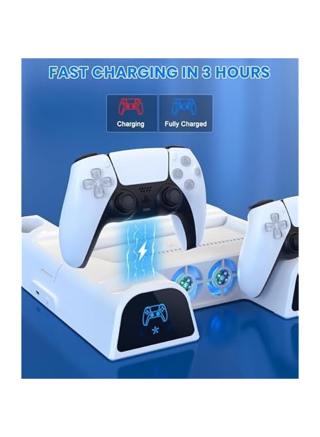Topleo For PS5 Slim Stand with 2 Cooling Fan, Dual Fast PS5 Controller Charging Station with Games Storage, PS5 Cooling Station PS5 Accessories Vertical Stand for PS5 Slim/PS5 Disc & Digital - Image 3