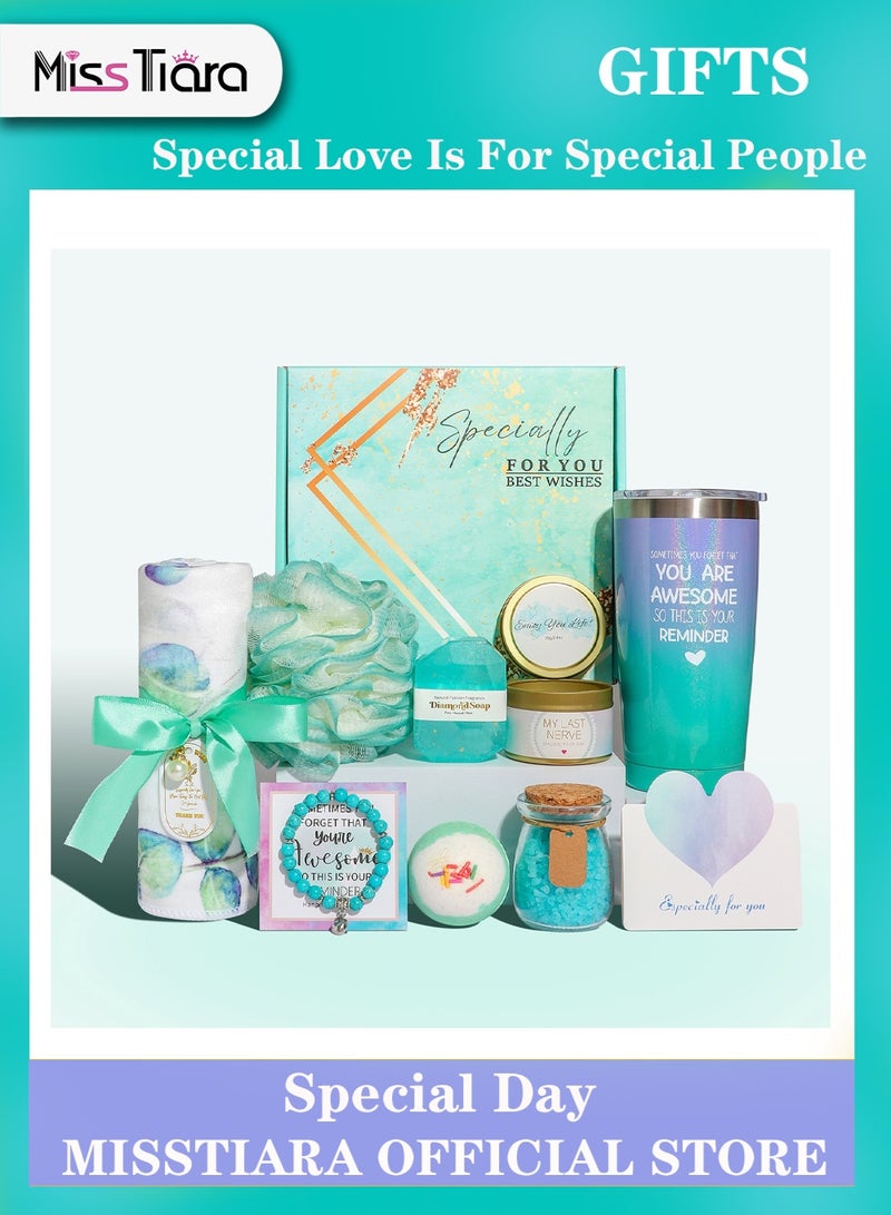 MissTiara سلة هدايا للنساء - صندوق هدايا عيد الميلاد، 10 هدايا فريدة لعيد الميلاد للنساء، حزمة علاج سبا مريحة للنساء، سلة هدايا شفاء سريع ترسل دفعة من أشعة الشمس للصداقة - أضئ يومها - Image 1