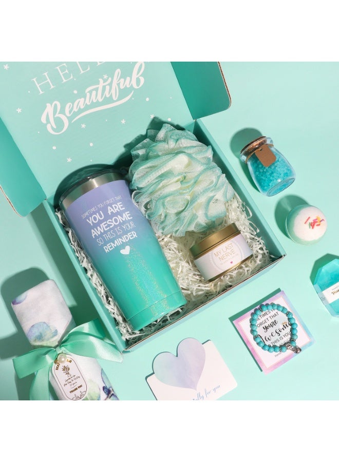 MissTiara سلة هدايا للنساء - صندوق هدايا عيد الميلاد، 10 هدايا فريدة لعيد الميلاد للنساء، حزمة علاج سبا مريحة للنساء، سلة هدايا شفاء سريع ترسل دفعة من أشعة الشمس للصداقة - أضئ يومها - Image 3