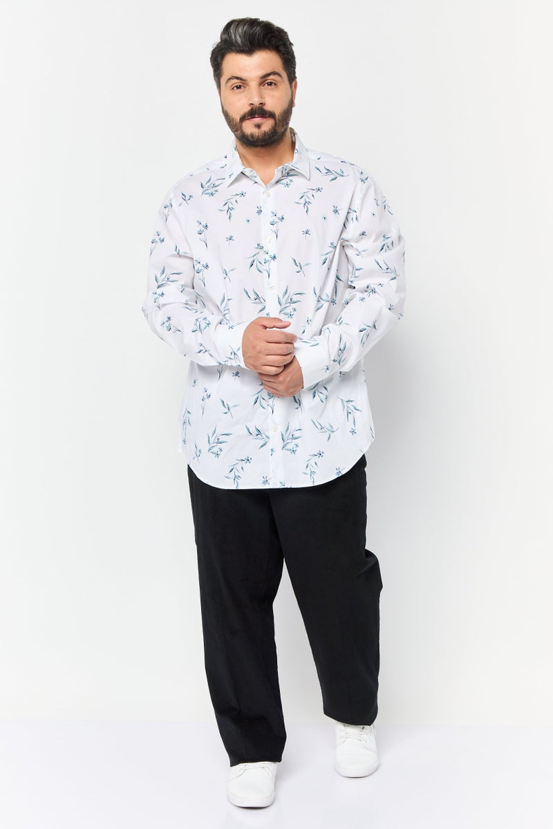 PERRY ELLIS Men Regular Fit Floral Print Long Sleeves Casual Shirt, White - Image 2