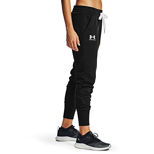 Under Armour Womens Rival Fleece Joggers, Black (001)/White, 3X - Image 2