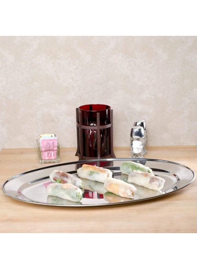 BLACKSTONE Stainless Steel Oval Tray, Dinner Buffet Serving Tray 55cm - Image 2