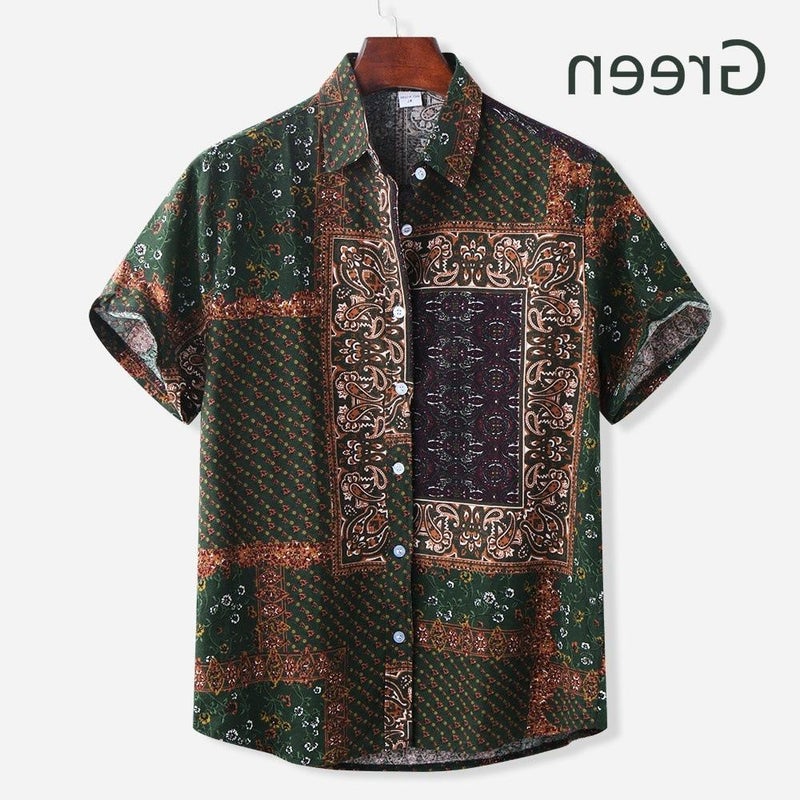 2020 قميص مزخرف بأكمام قصيرة للرجال مقاس S - Image 4