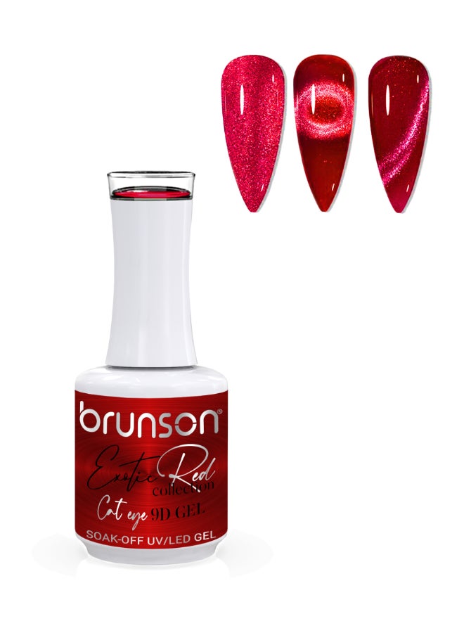 brunson Universal Cat Eye Gel Nail Polish, Exotic Red 9D Magnetic Nail Polish Glitter Shimmer with Magnetic Soak Off  UV/LED Gel Polish Nail Art paint  BER9D05 - Image 1