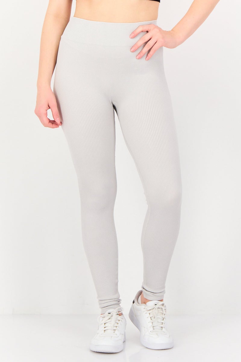 FOREVER 21 ليجنز نسائي مضلع، رمادي فاتح - Image 1