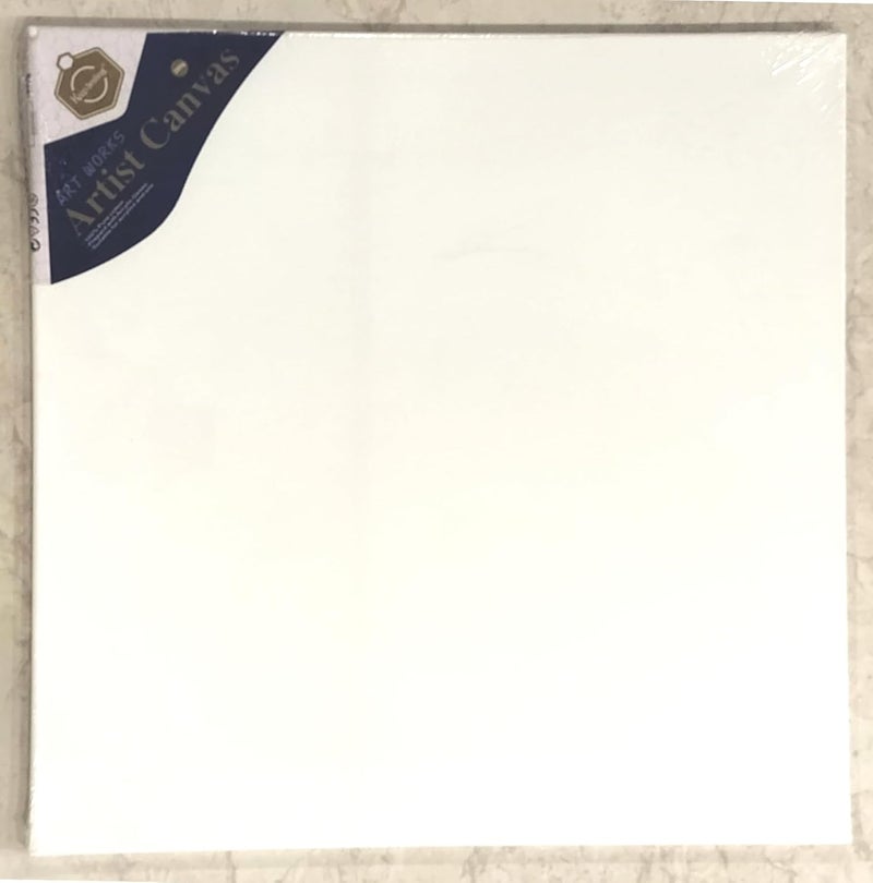 BEADS & CRAFT Beads Craft Keep Smiling Square Canvas Board 100 Cotton 15 mm Thick White Medium Grain Oil Painting Strudy Zero Percolation Acrylic Ideal for Students Professionals Pack of 1 pc 20 x 20 - Image 1