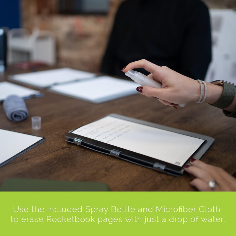 Rocketbook Smart Notebook Accessory Kit - 2 Black Capped FriXion Pens, 1 Spray Bottle, 1 Microfiber Cloth, and 1 Pen Station Scannable Notebook Accessories - Write, Scan, Erase, Reuse - Image 4