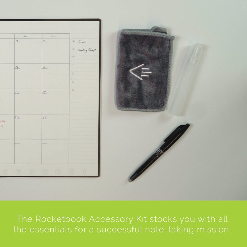 Rocketbook Smart Notebook Accessory Kit - 2 Black Capped FriXion Pens, 1 Spray Bottle, 1 Microfiber Cloth, and 1 Pen Station Scannable Notebook Accessories - Write, Scan, Erase, Reuse - Image 2