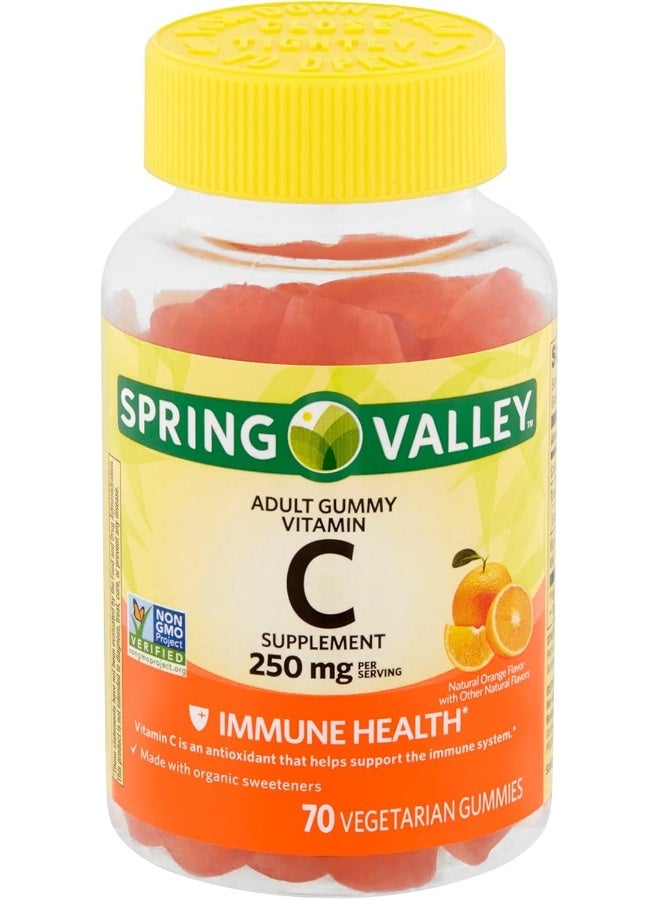 SPRING VALLEY وادي الربيع - فيتامين سي جومي 240 ملغ، 70 جومي برتقالية - Image 1