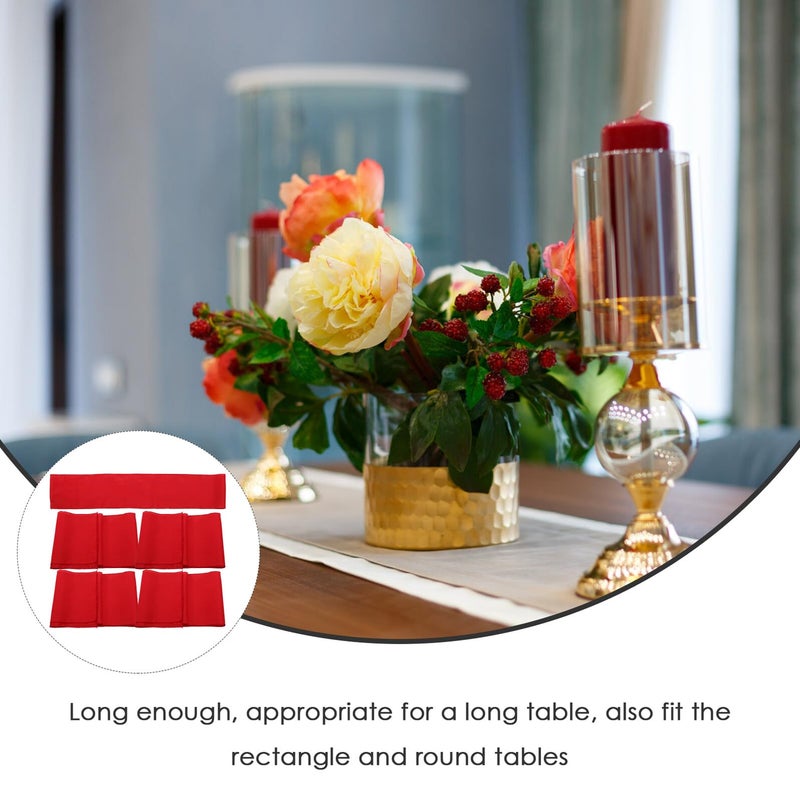 Red Satin Wedding Table Runner 5pcs Set for Birthday Party Home Dining Decor - Image 4