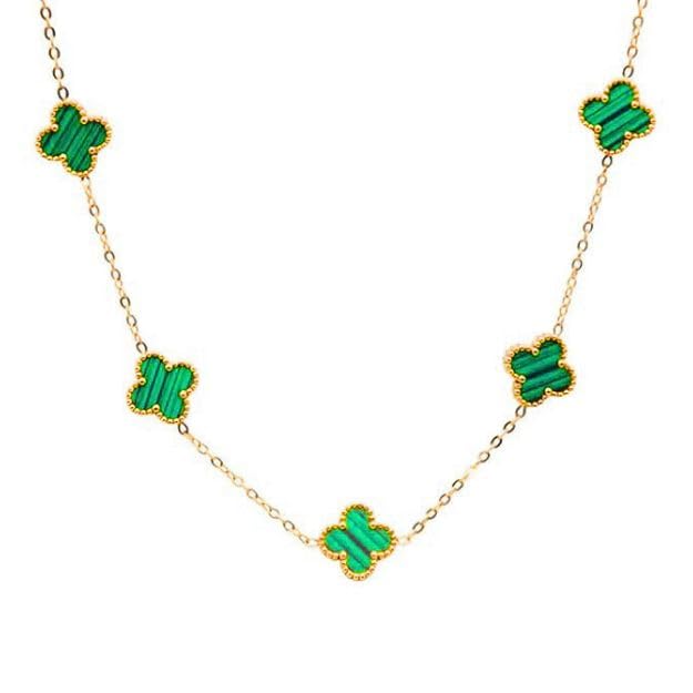 STYOLLO Green Four-Leaf Clover Necklace for Women | Gold Plated Lucky Pendant Chain | Anti-Tarnish Fashion Jewelry for Girls | Elegant Gift for Festivals & Occasions | Necklaces & Pendants-(Green) - Image 1