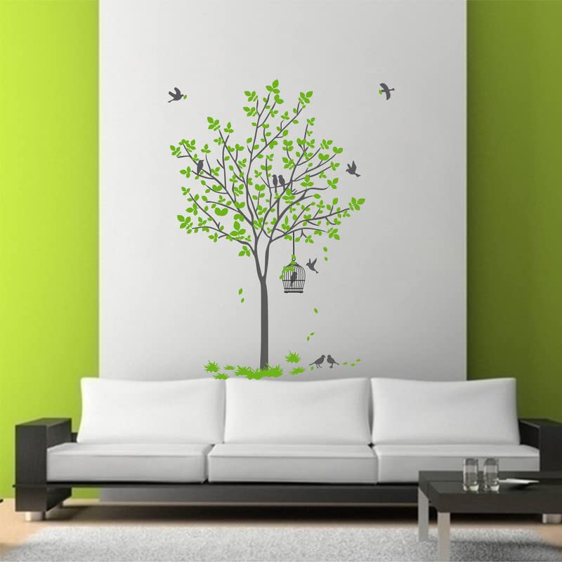 DreamKraft Tree with Swing & Birds Wall Sticker – Nature Theme PVC Vinyl Art for Living Room & Kids Room Décor (Size: 60 x 90 cm) - Image 2