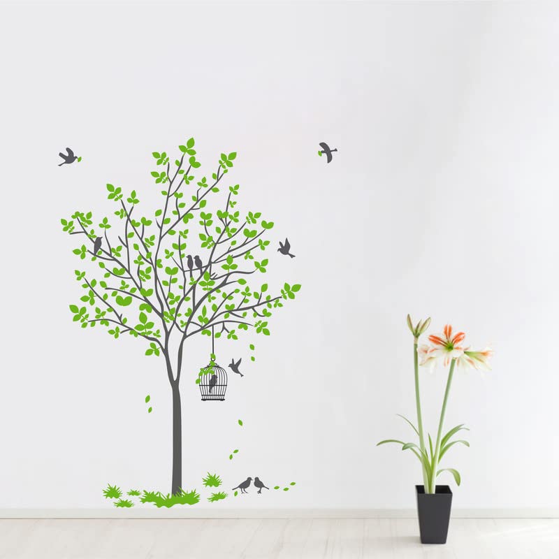 DreamKraft Tree with Swing & Birds Wall Sticker – Nature Theme PVC Vinyl Art for Living Room & Kids Room Décor (Size: 60 x 90 cm) - Image 3