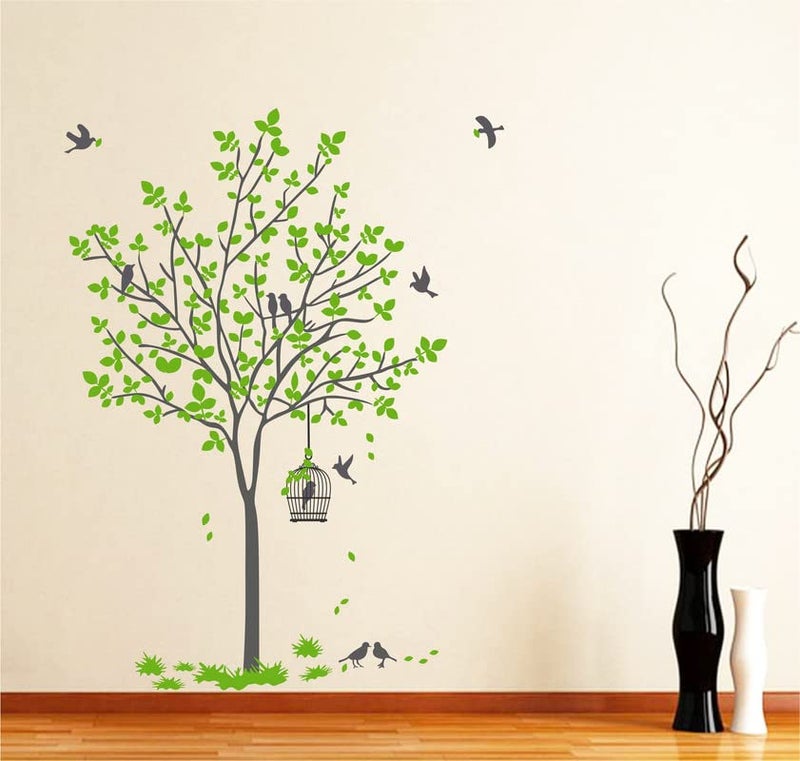 DreamKraft Tree with Swing & Birds Wall Sticker – Nature Theme PVC Vinyl Art for Living Room & Kids Room Décor (Size: 60 x 90 cm) - Image 4
