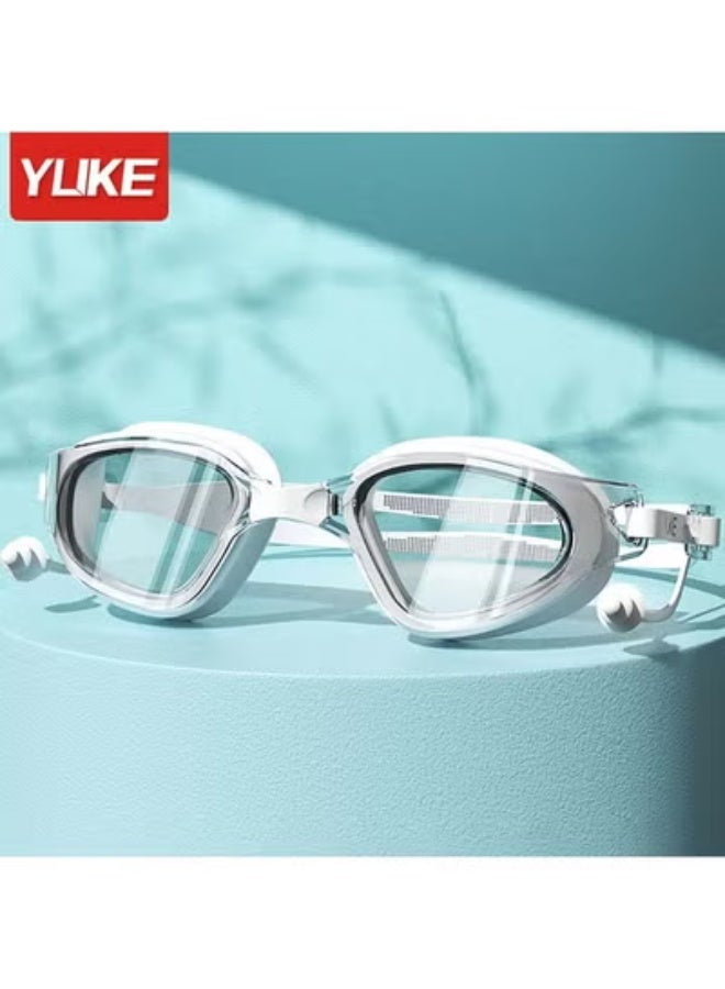 YUKE HD Anti-Fog Waterproof Large-Frame Swimming Goggles for Men and Women - Universal Fit with Integrated Earplugs | Includes Replacement Nose Bridge + Exclusive Goggle Case | Wide-Angle Frame | Superior Anti-Fog Technology | Easily Adjustable Straps - Image 1