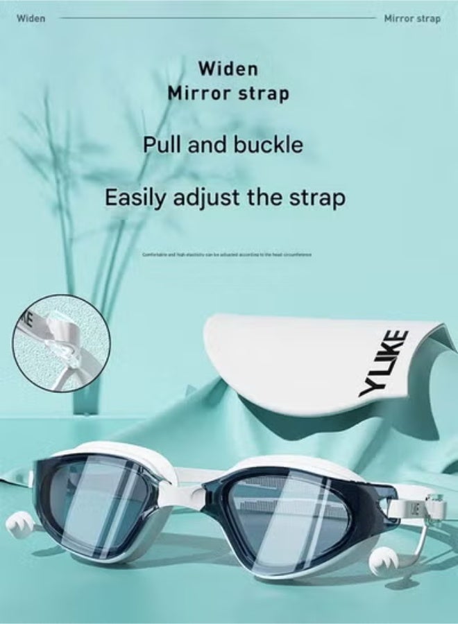 YUKE HD Anti-Fog Waterproof Large-Frame Swimming Goggles for Men and Women - Universal Fit with Integrated Earplugs | Includes Replacement Nose Bridge + Exclusive Goggle Case | Wide-Angle Frame | Superior Anti-Fog Technology | Easily Adjustable Straps - Image 5