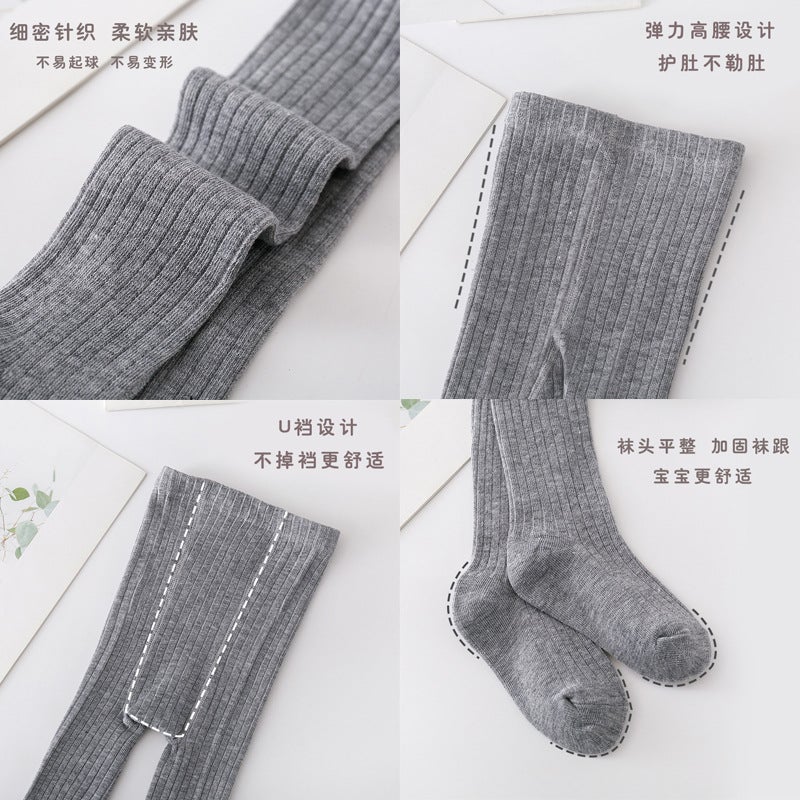 Baby Girls Pantyhose Class A Soft Cotton High Waist High Elastic Anti-Pilling Solid Color Dance Socks Leggings - Image 3
