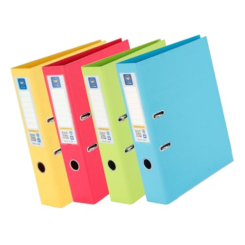 Worldone Lever Arch File, 2.6mm Thick PVC Pasted on Hard Board,110g Heavy Duty Arch Clip, File Stands Erect Even with 500 Pages, Wide Spine Label, Set of 4, Size FC, Colour Radiant Mix - Image 5