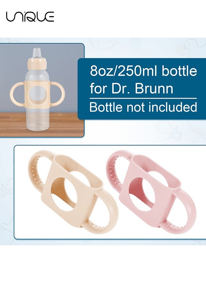 Unique 2pcs Baby Bottle Handles for Dr Brown Narrow Baby Bottle, Soft Comfortable Material Silicone BPA Free for Dr Brown Bottle with Easy Grip Handle Over Six Months Baby (Light Pink, Creamy White)  - Image 3