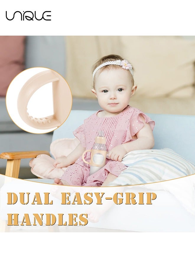 Unique 2pcs Baby Bottle Handles for Dr Brown Narrow Baby Bottle, Soft Comfortable Material Silicone BPA Free for Dr Brown Bottle with Easy Grip Handle Over Six Months Baby (Light Pink, Creamy White)  - Image 5